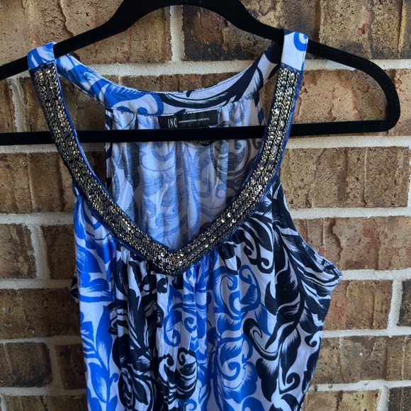 INC International Concepts Blue and Black Swirl Tank Top - Picture 5 of 5